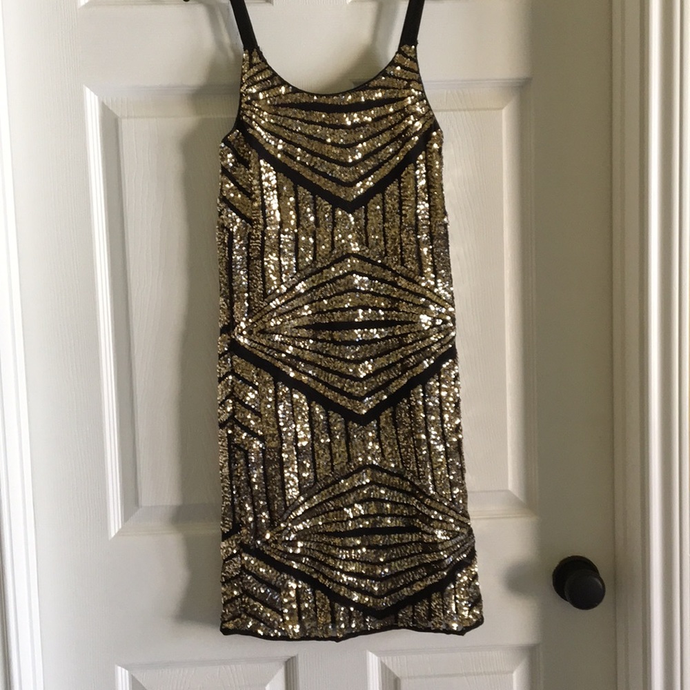 NWT Soprano black and gold sequin dress